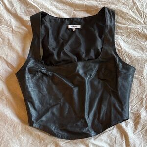 Miaou Black Leather Zola Top - Size Small